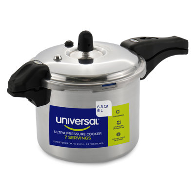 Universal (6.3 Quart / 6 Liter) Pressure Cooker, Pressure Pot With 6 Safety Systems, Aluminum Pressure Cooker For 7 Servings, Even Heat Distribution, Diameter 9.4 Inches, Height 9.6 Inches