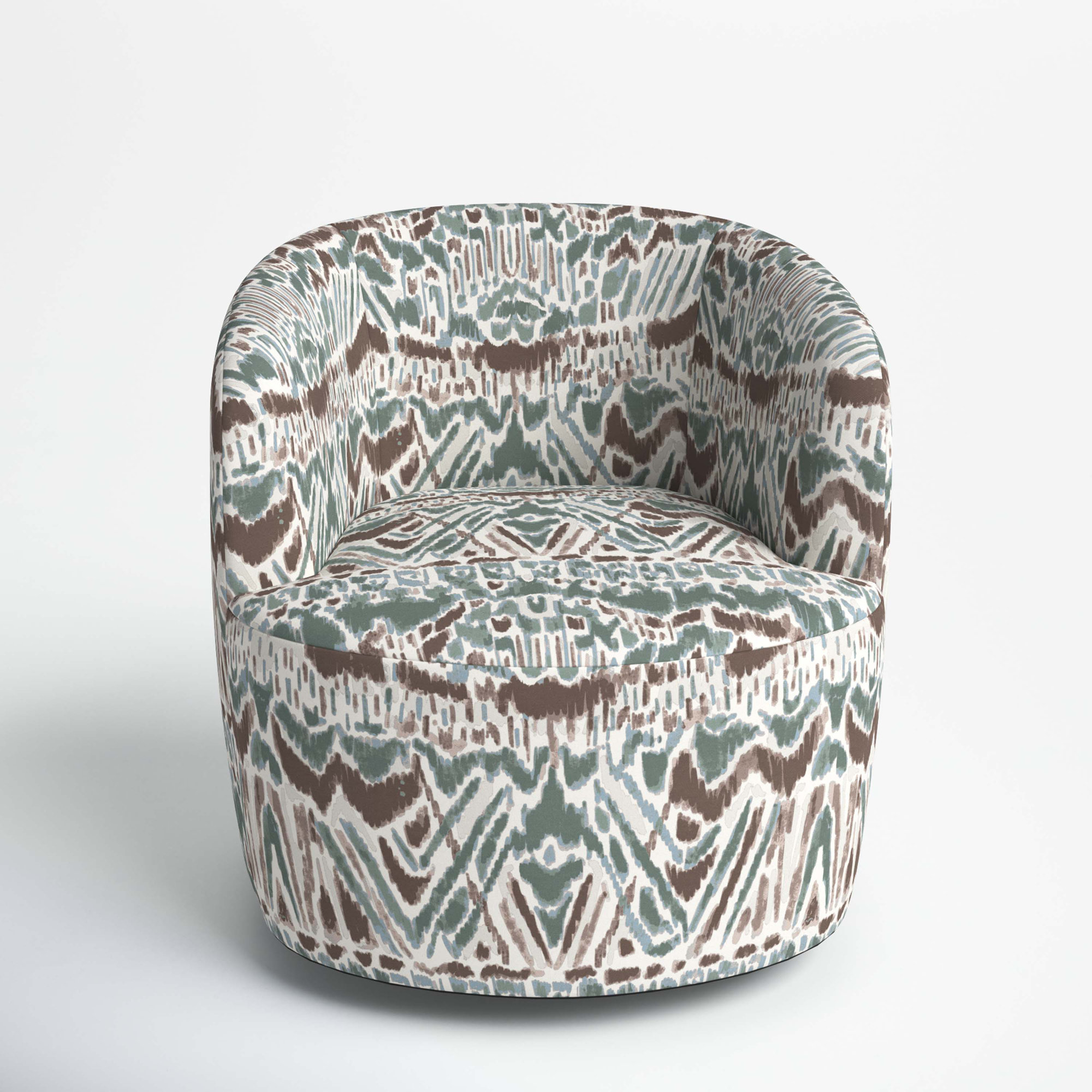 Mina Swivel Barrel Chair, Kara Ikat Blue Mist