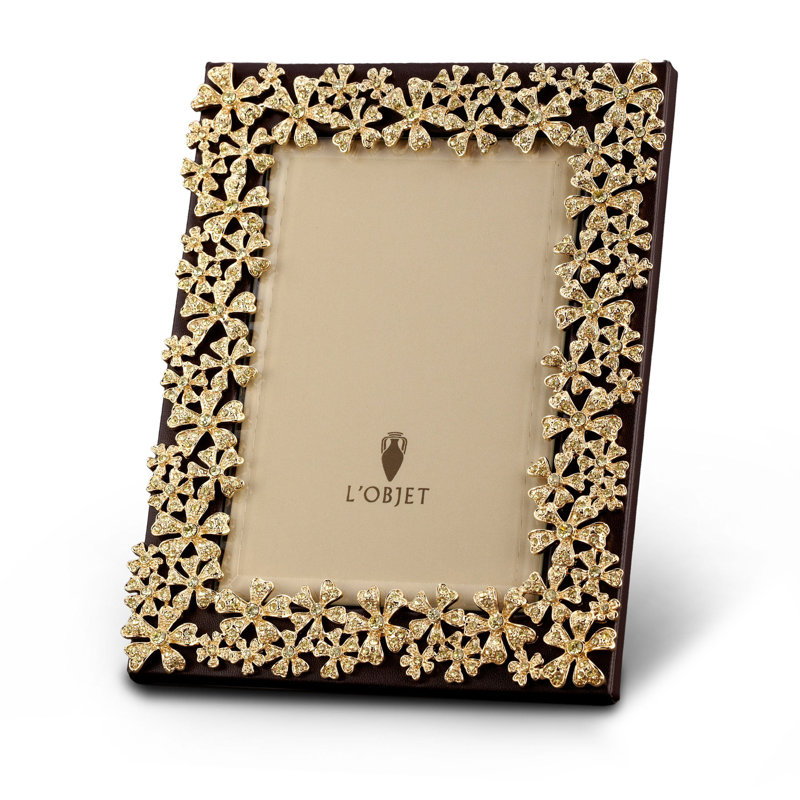 L'objet Garland Frame, 8" W x 10" H, Gold/Black, 24K Gold Plated/Crystal