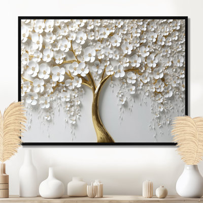 «White Orchid Tree Garden Of Branches III», reproduction d'art sur toile florale (sans texture)