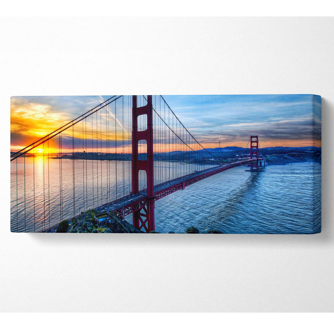 Sonnenaufgang in San Francisco - Panorama-Kunstdrucke auf Canvas-Leinwand