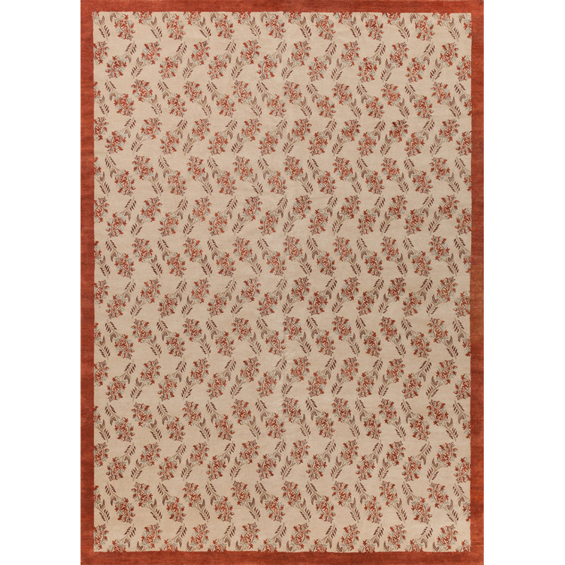 Classic Hand Knotted Floral Area Rug, Rectangle 13' x 18'