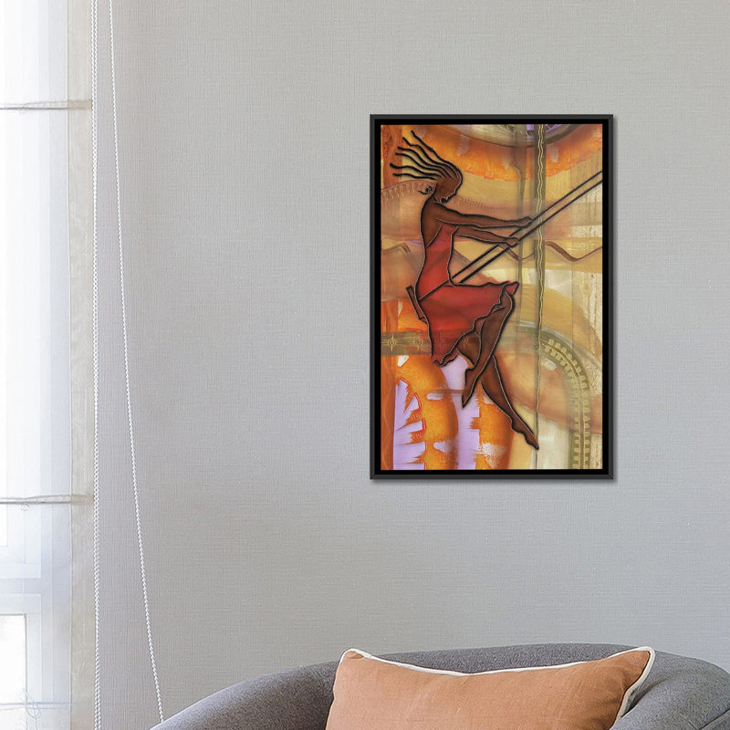 «Carefree» par Fred Odle - impression, Pas de tapis, H 26 po x l 18 po x 1,5 po, Toile avec cadre noir