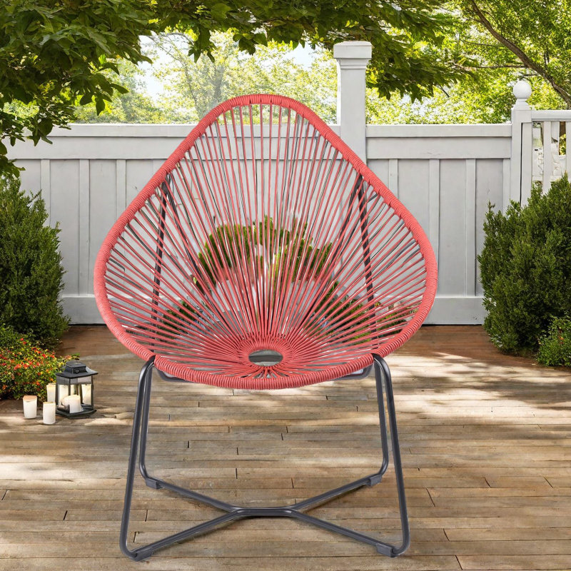 Méridienne de patio moderne en acier durable, utilisation à l'extérieur avec corde rouge