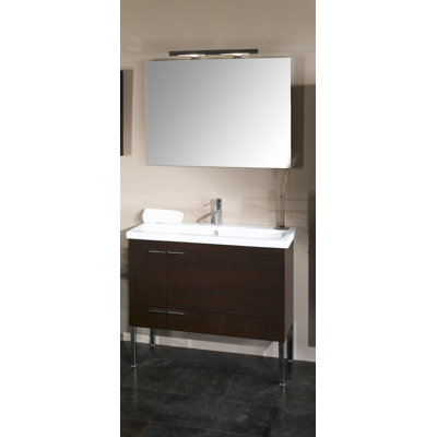 Lewiston 38.3'' Single Bathroom Vanity with Ceramic Top with Mirror