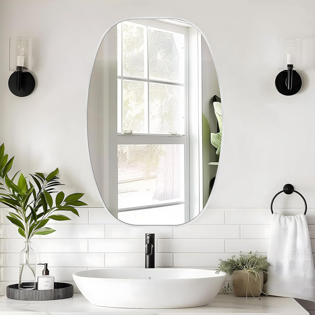 Metal Frame Oval Bathroom Mirror/Decorative Mirror Ebern Designs 
