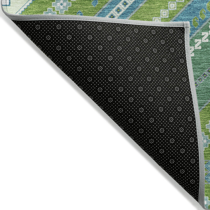 Lime Round Flat Woven Synthetic Washable Rug