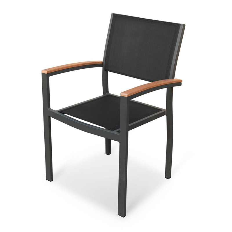 Ensemble de 8 chaises de salle à manger d'extérieur avec accoudoirs Heck, Simili bois