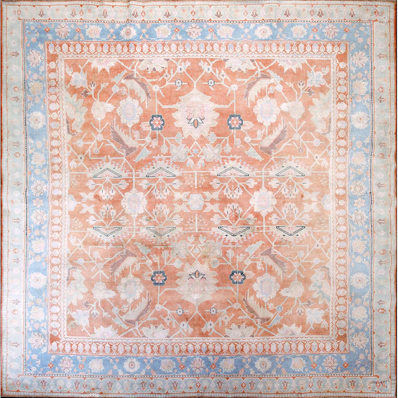 Magnifique tapis carré carré en coton Agra
