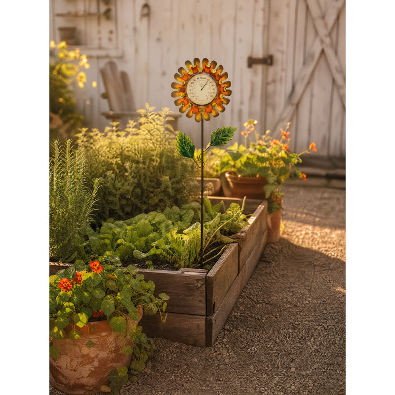 Thermometer Solar Stake, Yellow