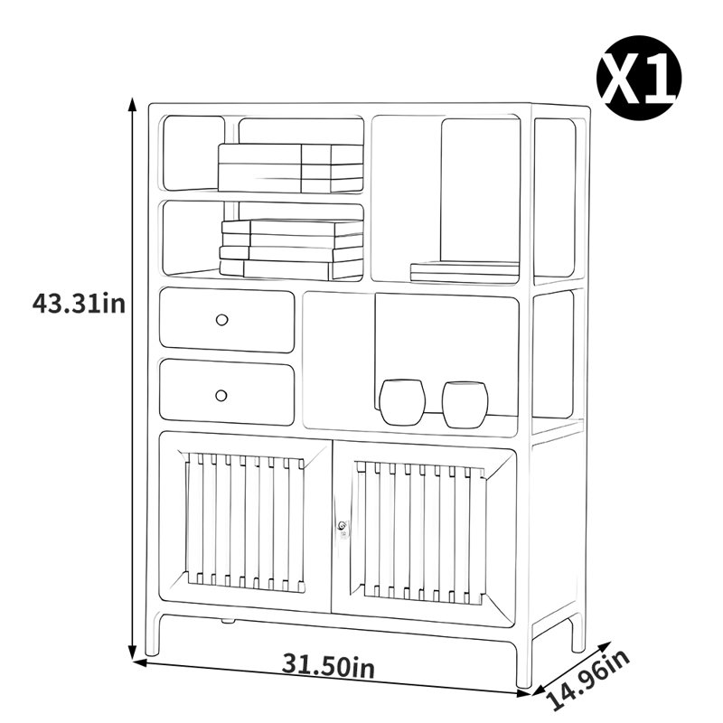 Chinese style solid wood display bookcase
