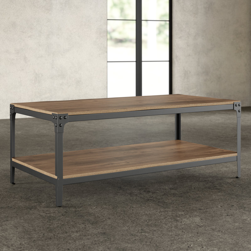 Feickert Two-Tone Coffee Table with Lower Storage Shelf, Barnwood