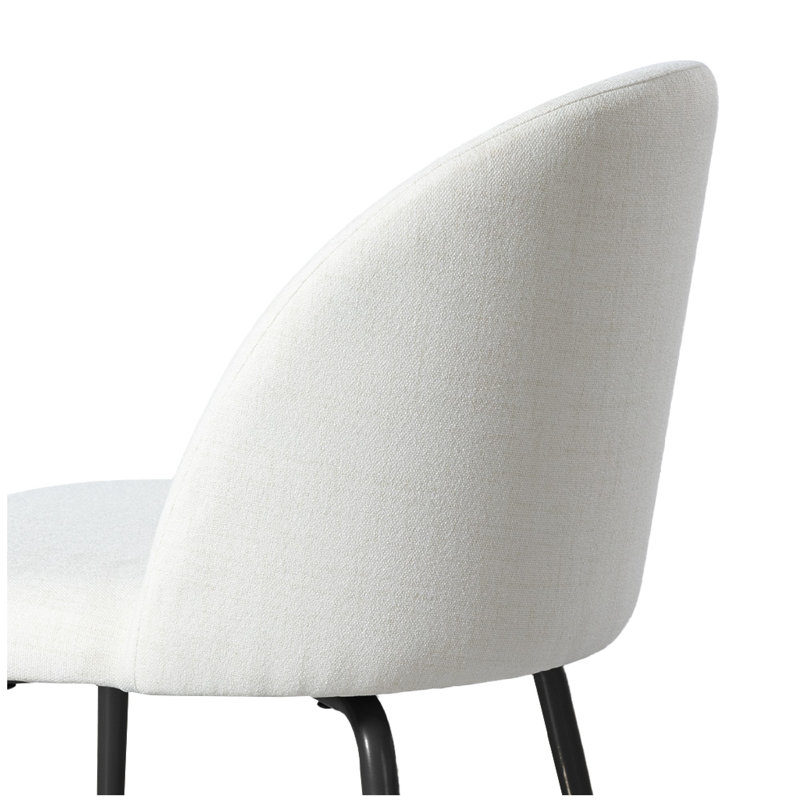 Chaise d'appoint moderne avec pieds en métal et dossier solide pour la salle à manger, Noir, Blanc