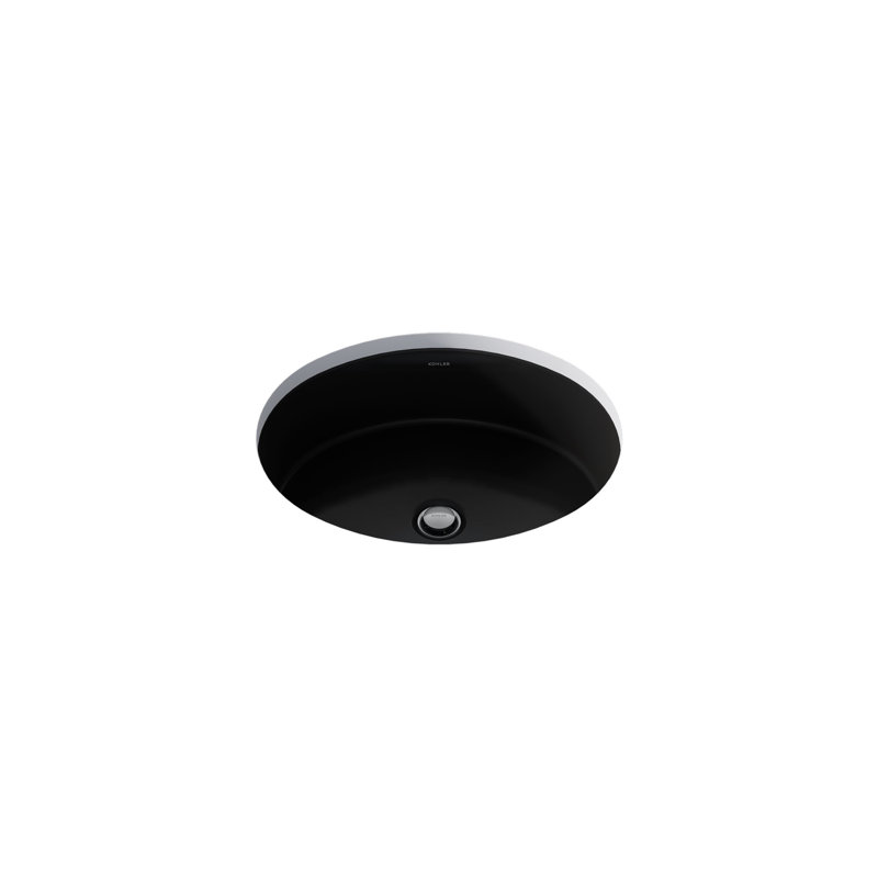 Verticyl Ceramic Oval Undermount Bathroom Sink with Overflow, Black