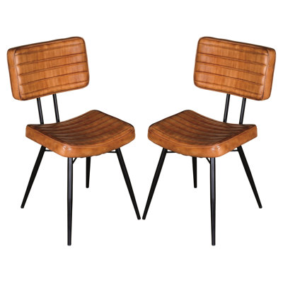 Chaises d'appoint en chameau de 2 pieds en métal noir - chaises de salle à manger de style industriel 2 pièces