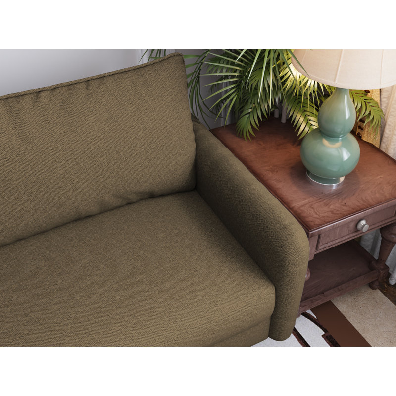 69.5' Round Arm Contemporary Style Sofa, Khaki