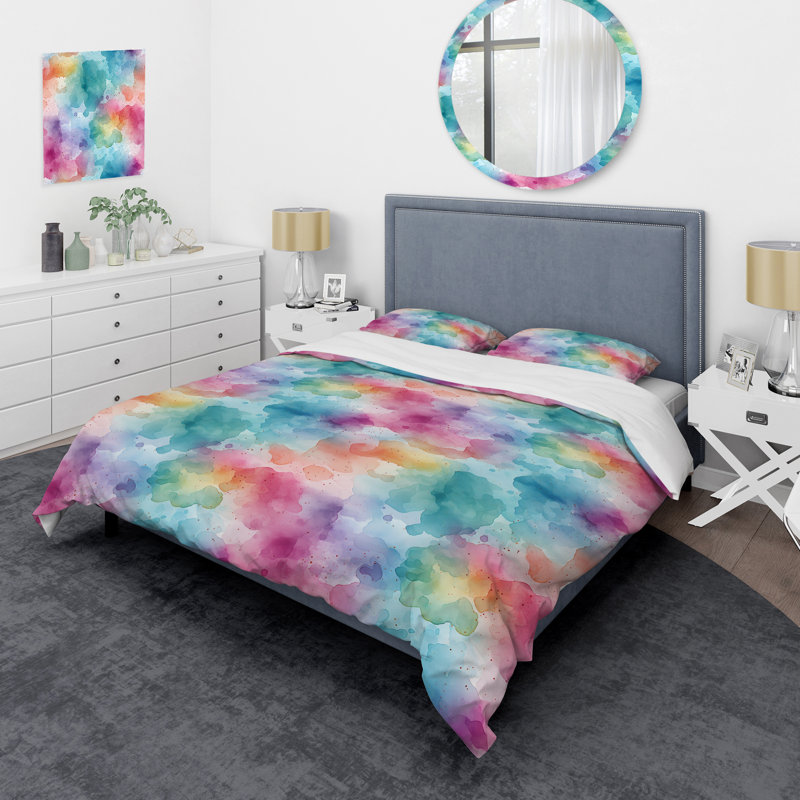 Aquarelle sereine - ensemble de housse de couette abstrait - microfibre de polyester