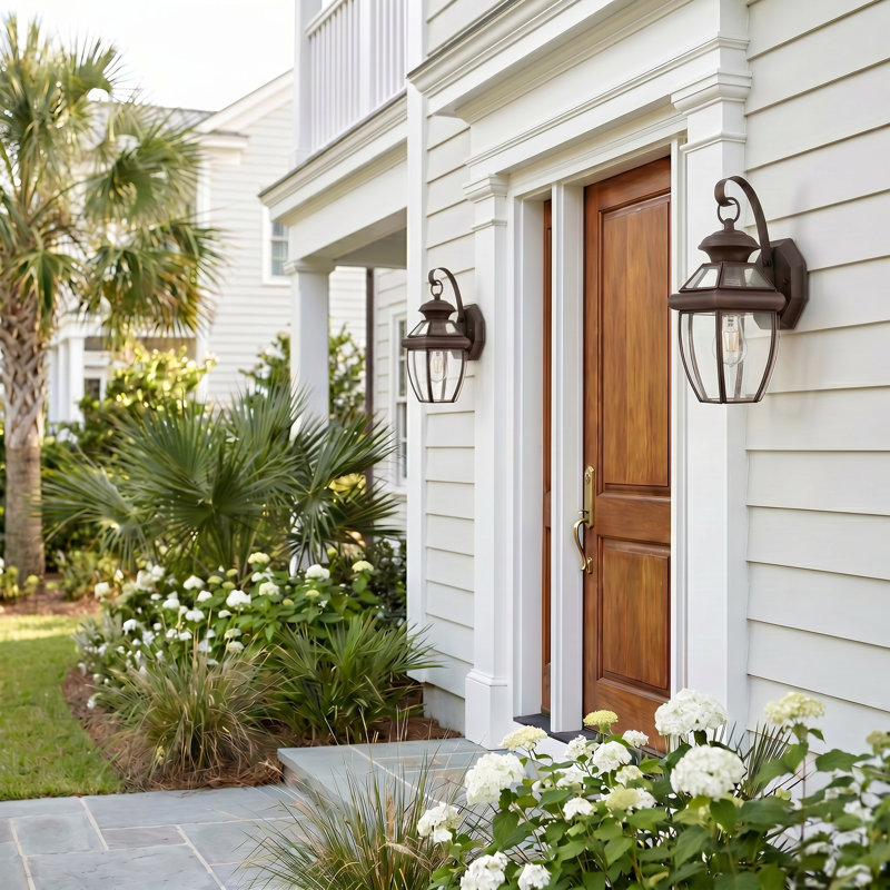 Newbury 1-Light Medici Bronze Outdoor Wall Lantern, Medici Bronze, 7" W x 11.5" H x 6.75" D
