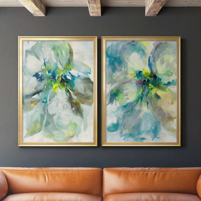 Peut-être Petunias I - ensemble de 2 reproductions d'art sur toile, H 30,5 po x l 45 po x P 1,25 po, Or