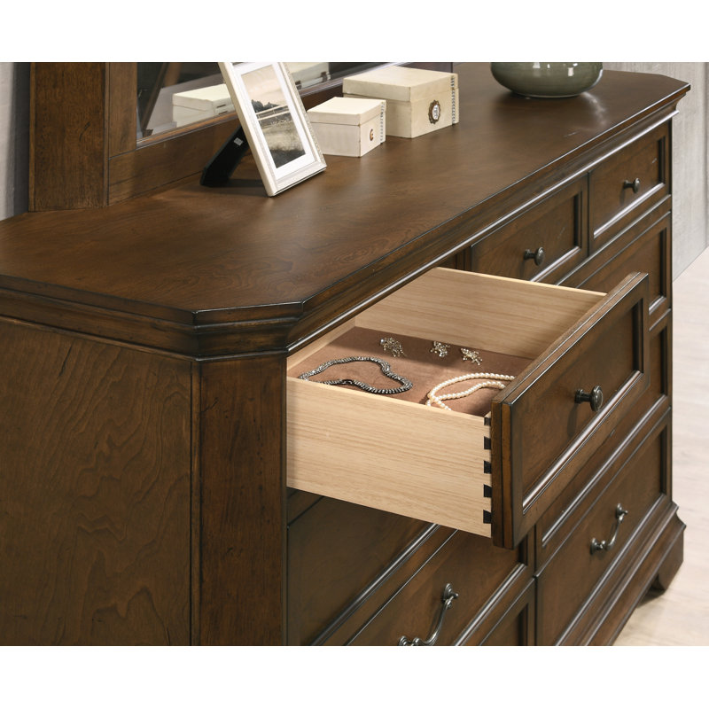 Lit à panneau en bois avec commode, miroir et deux tables de chevet Maderne, Très grand lit