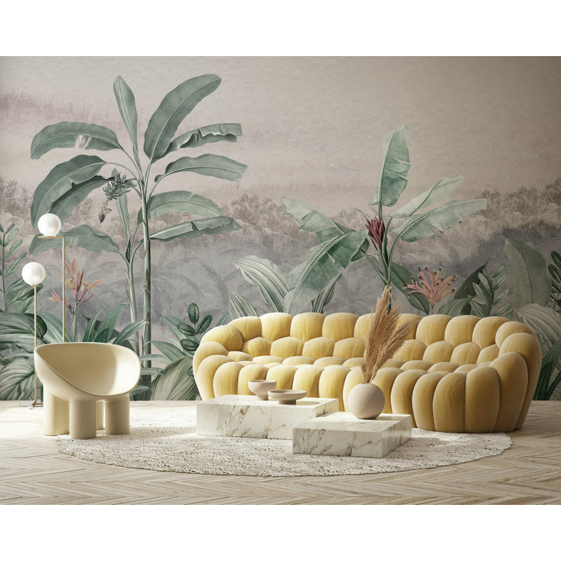 Papier peint tropical feuille de bananier tropical, L 99,96 po x l 150 po