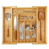 Luzius Bamboo Adjustable Expandable 8 Slot Flatware Drawer Organizer for Kitchen Utensils