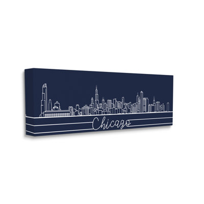 «Chicago Illinois Linework City Skyline» par Daphne Polselli, impression sur toile