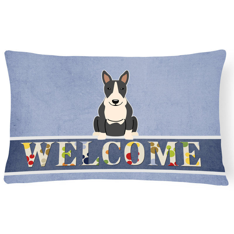 Coussin Bull Terrier Welcome, Noir