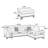 Reversible Polyfiber Sectional Sofa With Ottoman, Black-1647643567