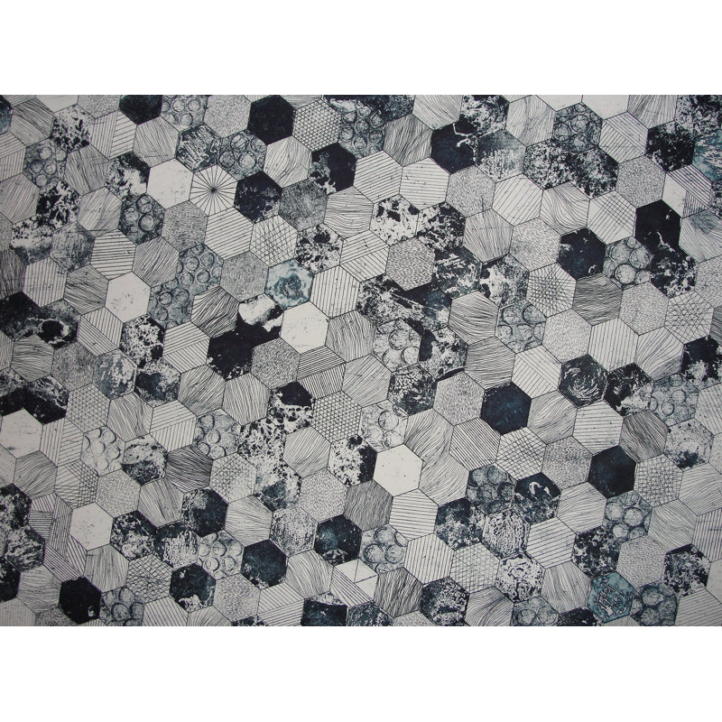 Murale hexagonale géométrique Midgett, L 112 po x L 75 po