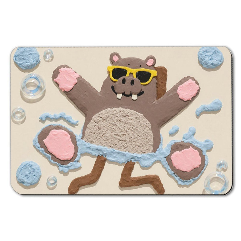 Hippo In Sunglasses With Bubbles Bath Mat，16 X 24