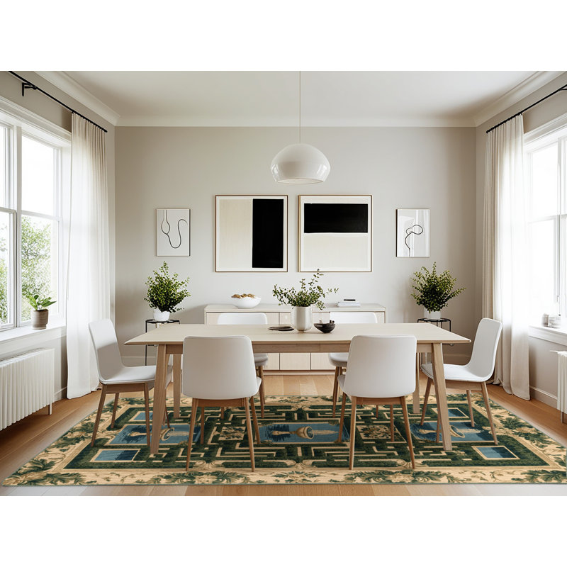 Tapis vert français lavable à la machine, Rectangulaire 7 pi x 10 pi