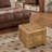 Genuine Leather Square Cube Ottoman Foot Stool-495717866