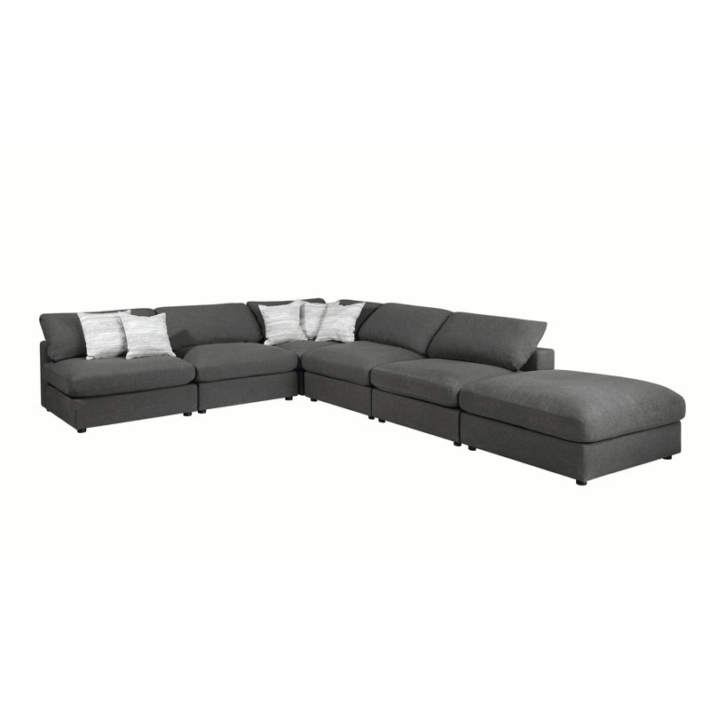Canapé modulaire avec repose-pieds Eurydice, Mélange de polyester gris anthracite