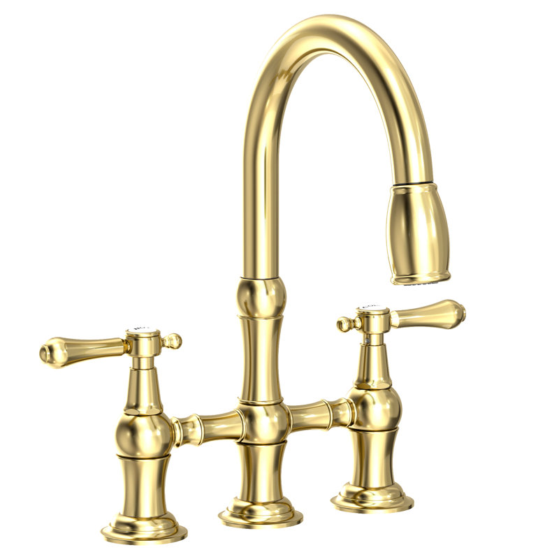 Chesterfield Pull Down Bridge Faucet, Forever Brass, Lever Handle