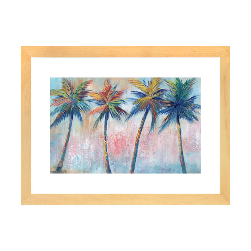 «Color Pop Palms» par Nan - impression, H 16 po x l 24 po x P 1 po, Encadré naturel