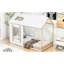 Lit plateforme simple avec toit et fenêtre en blanc + naturel - fabriqué en bois de pin massif pour la taille de la chambre à coucher et la fenêtre-547929785