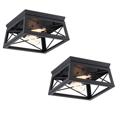 Plafonnier encastré 2 lumières avec accents de bois de grange