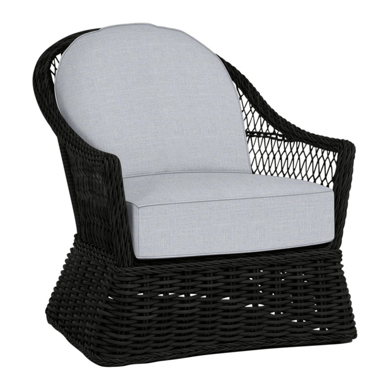 Soho Patio Chair with Cushions, Welt, Black, Linen Chambray