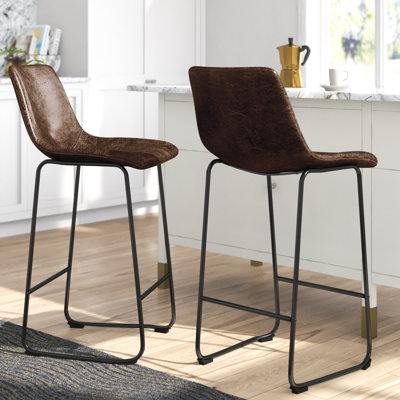 Clubmoss Upholstered Counter Stool with Metal Frame