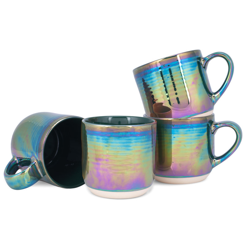 Paquet de 4 tasses vert brillant iridescent 17 oz , Vert