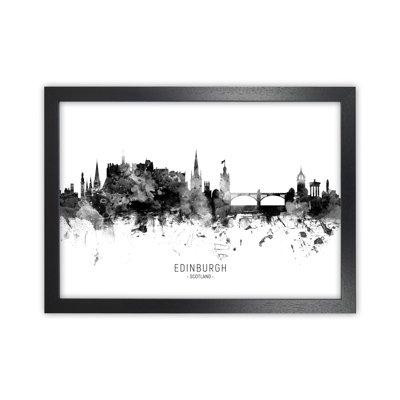 Edinburgh Scotland Skyline Black White City Name by Michael Tompsett - 1 Piece Wall Art