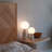 Mila 9.85 in. Mid-Century Modern LED Bedside Table Lamp with Black Marble and Frosted Globe Shade-78049158
