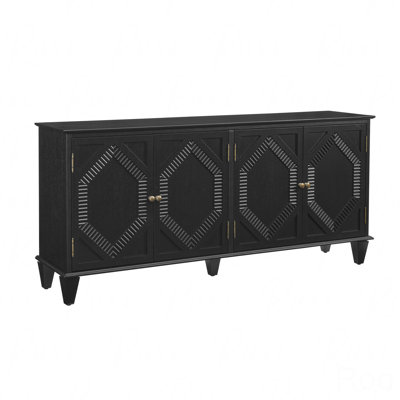 65.2" Mid Century Modern Buffet Console Table, With Storage, Symmetrical Geometric Accent Coffee Bar Wine Bar Storage Cabinet For Living Room/Entryway/Kitchen