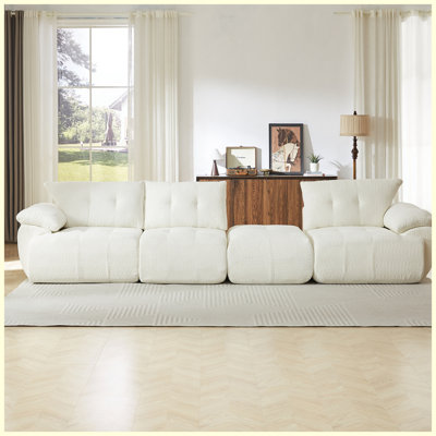 3-Seater Modern Chenille Upholstered Sofa Couch Beige