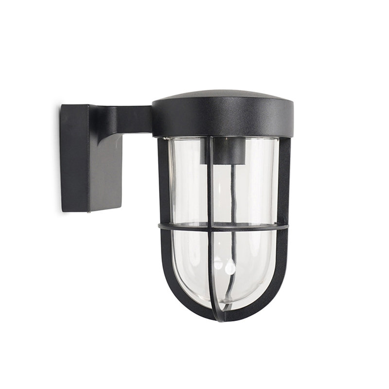 Brinkema Polished Chrome 12cm H Outdoor Armed Sconce, Matt Black