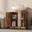 Armoire de salle de bain sous le lavabo avec 2 portes et tablette réglable, brun rustique