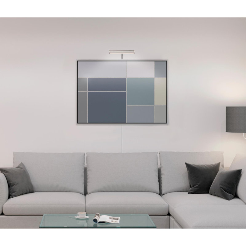 1 - Light Plug-In LED Wall Mounted Picture Light, 3.5" H x 7.5" W x 8' D, Brushed Nickel