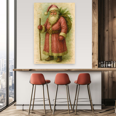 Santa'S Journey Vintage Abstract Wall Art Print