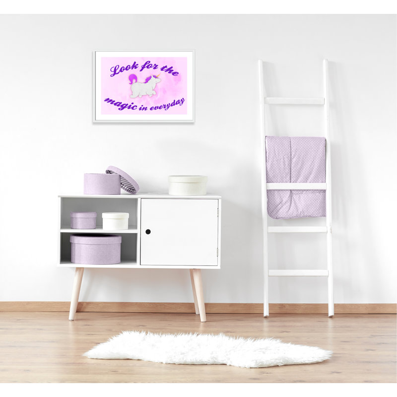 Décoration murale licorne magique pour enfants, H 25,5 po x l 35,5 po x P 1,19 po, Encadré de boîte blanc
